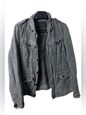 ALLSAINTS Spitalfields Utility Field Jacket Washed Green Gray‎ Canvas M